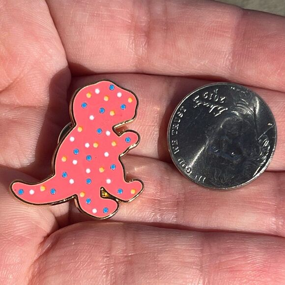 Dinosaur T Rex Pink Froster Animal Cookie Enamel Pin - Picture 5 of 7